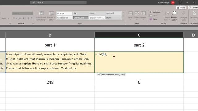 Using Text Functions in Excel to Split a Large Text String into Smaller Text Strings for Mail Merge смотреть онлайн