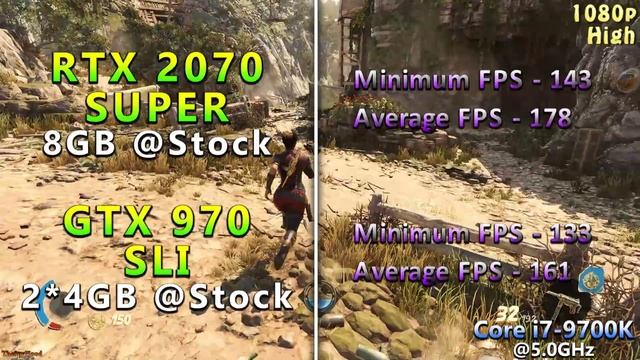 RTX 2070 SUPER 8GB vs GTX 970 SLI 2*4GB | PC Gameplay Benchmark Test смотреть онлайн