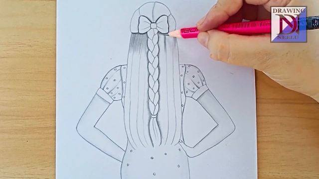 How to draw a girl beautiful hairstyle  Beginner step by step pencil drawing  very easy drawing
