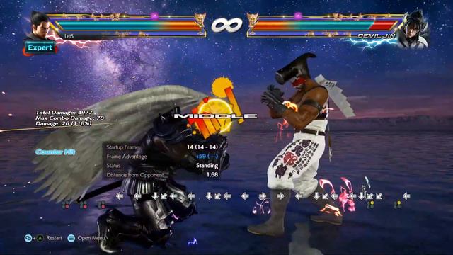 Tekken 7 FR Kazuya Mishima CH df2 PEWGF combo on PAD Dualshock 4 training by LetS смотреть онлайн