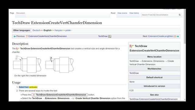 FreeCAD Tech Draw Extension Create Vert Chamfer Dimension смотреть онлайн