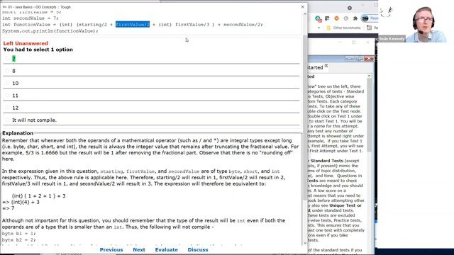 Integer division truncates and int literals can be stored in byte (enthuware.ocajp.i.v8.2.2018) смотреть онлайн
