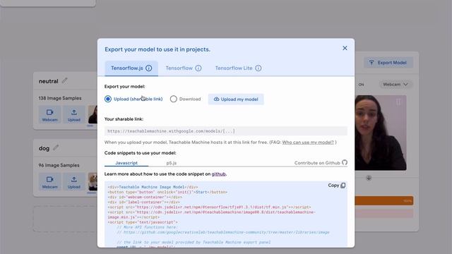 Teachable Machine Tutorial 3: Export