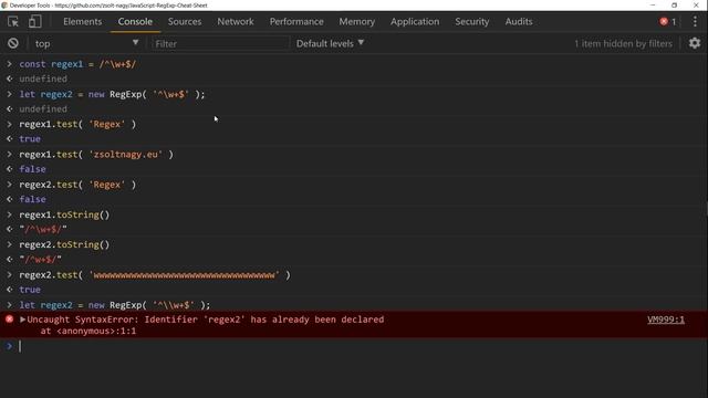 The RegExp API in JavaScript смотреть онлайн