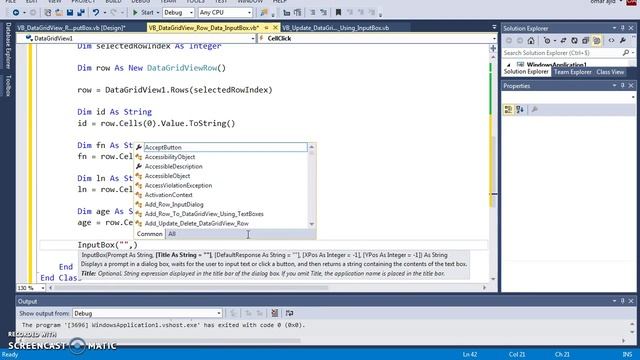 VB.NET - How To Set Selected Row Values From DataGridView Into InputBox In VB.NET [ With Code ] смотреть онлайн