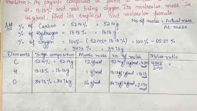 An organic compound is found to contain C=52.14%, H=13.13% and rest being oxygen...... смотреть онлайн
