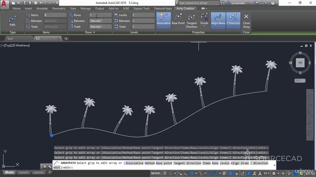 AutoCAD 2018 Part 041 Path array смотреть онлайн