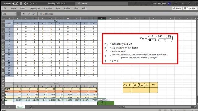 Reliability KR-20 Using Ms Excel смотреть онлайн