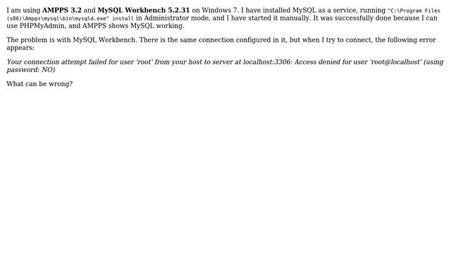 Using the same connection on AMPPS and MySQL Workbench смотреть онлайн