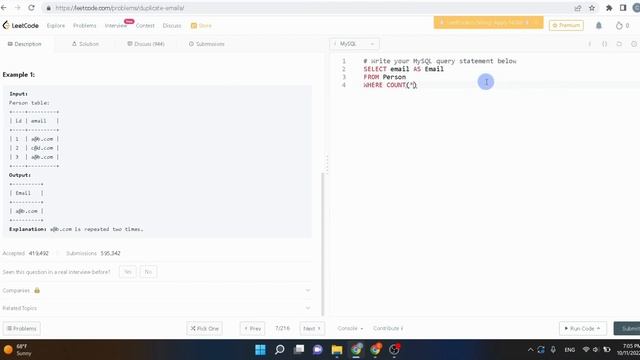 MySQL - Leetcode #182 - Duplicate Emails смотреть онлайн
