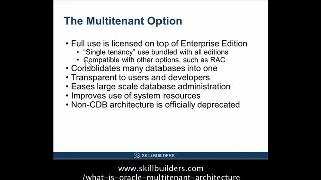 What is Oracle Database Multitenant Option - Lesson 2 Introduction смотреть онлайн