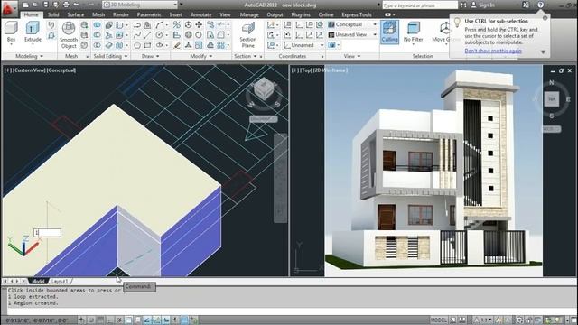 2 floor 3d house design in autocad смотреть онлайн
