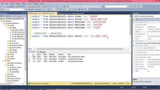 SQL Server Tutorial # 12 ( How to use the SQL LIKE Condition || Character List or Range ) смотреть онлайн