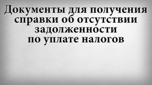 Документы для получения справки об отсутствии задолженности по уплате налогов