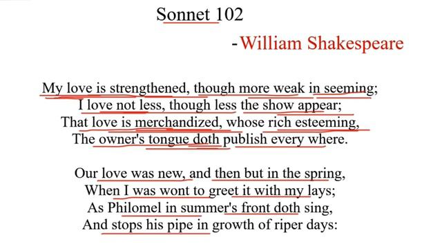 Sonnet 102 by William Shakespeare | My love is strengthened, though more weak in seeming смотреть онлайн
