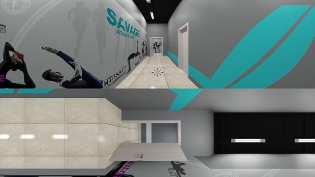 Оформление коридоров и холлов фитнес клуба Виртуальный обзор 360 VR панорама смотреть онлайн