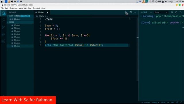How to calculate Factorial Number using for loop in PHP смотреть онлайн