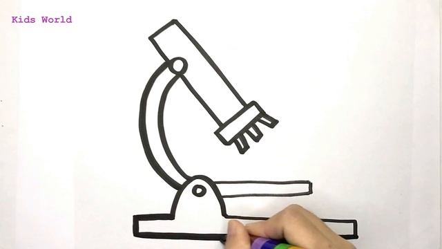 Menggambar Mikroskop Sederhana | How To Draw A Simple Microscope For Kids | Kids World