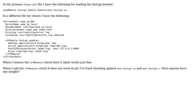 DevOps & SysAdmins: mod_fastcgi not working with ＜IfModule...＞ and php-fpm смотреть онлайн