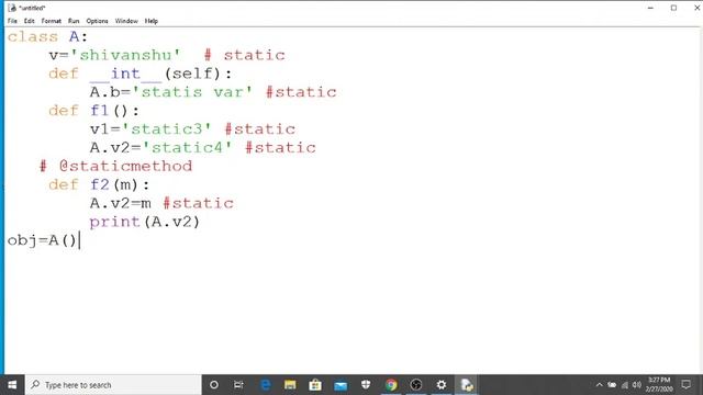 STATIC VARIABLE IN PYTHON BY SHIVANSHU PRASHAR IN HINDI смотреть онлайн
