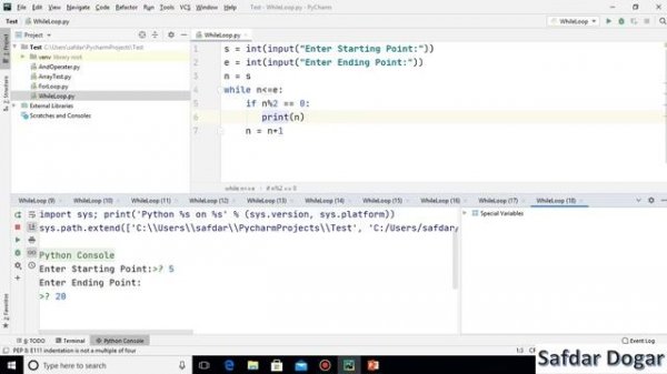 Python Program Find Even or Odd Number in a Specific Range using While Loop | Python Tutorial