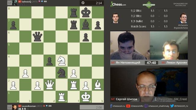 Аронян - Непомнящий, 4 партия, 5+3. Защита Грюнфельда. Speed chess 2017. Сергей Шипов смотреть онлайн