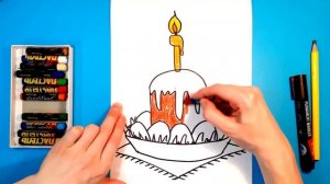 Как нарисовать КУЛИЧ И ЯЙЦА К ПАСХЕ. Рисуем с детьми. How to draw an EASTER CAKE AND EGGS.