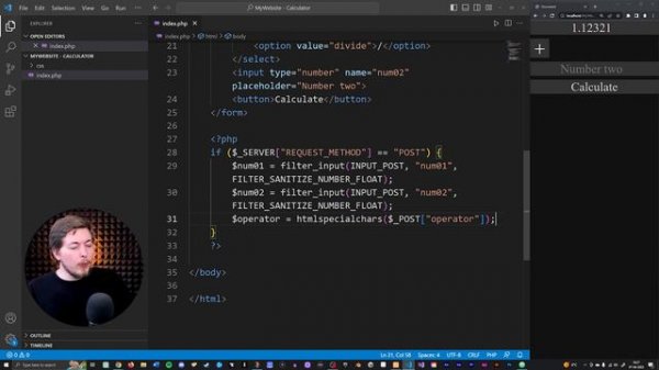 9 _ PHP Exercise for Beginners - Create a Calculator! _ 2023 _ Learn PHP Full Course for Beginners