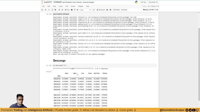 Descarga de datos con Python y Yahoo Finance - Aprende a programar robots de trading смотреть онлайн