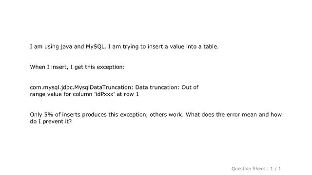 MySQL : MysqlDataTruncation: Data truncation: Out of range value for column 'column' at row 1 смотреть онлайн