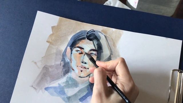 портрет акварелью на ватмане/portrait In Watercolour On Watman