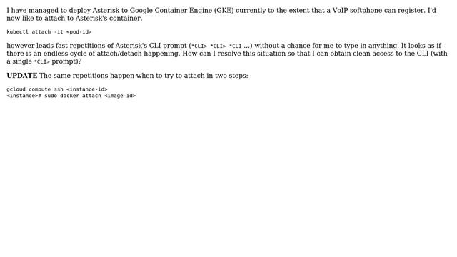 Attaching to Kubernetes container (for Asterisk) in GKE leads to endless cycle of attach/detach смотреть онлайн