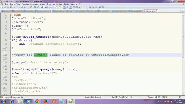 php tutorial in hindi - mysql BETWEEN Clause in php смотреть онлайн