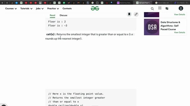 CEIL AND FLOOR IN C++ with example смотреть онлайн