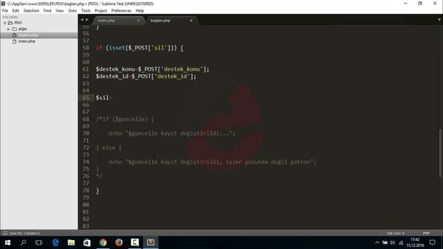 69-Php Dersleri - Pdo mysql delete işlemi, html form ile uygulamalı delete işlemi смотреть онлайн