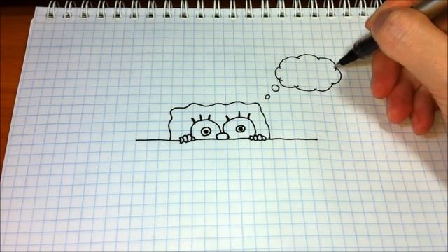Простые рисунки #286 Спанч Боб подглядывает за тобой )) смотреть онлайн
