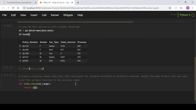Video 7 - Spreadsheet vs Python Functions - STDEV Function смотреть онлайн