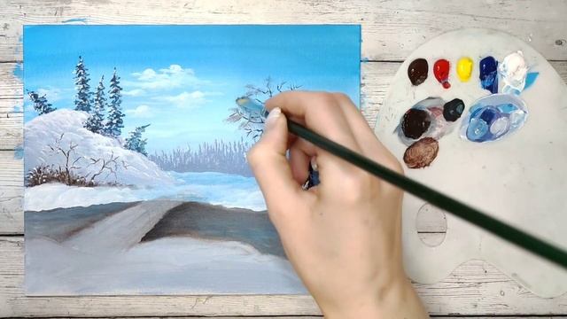 Рисуем мост через реку акриловыми красками. Видеоинструкция. смотреть онлайн