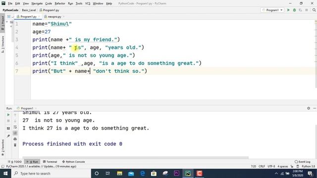 python string and number with variable || python for beginners смотреть онлайн