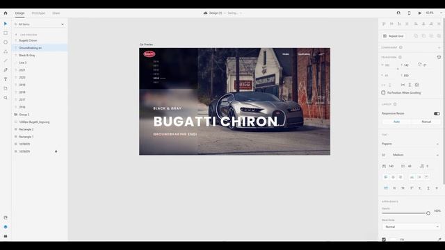 Bugatti Chiron Preview Landing Page Design in Adobe XD | For Beginners смотреть онлайн