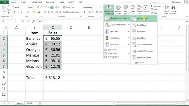 Excel: How to use Conditional Formatting in Excel 2010 / 2013 / 2016 смотреть онлайн