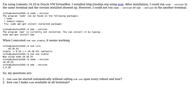 Ubuntu: node.js not starting by default in Lubuntu guest running in Oracle VM VirtualBox смотреть онлайн