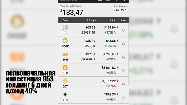 Криптопортфель 6 дней доход 40% смотреть онлайн