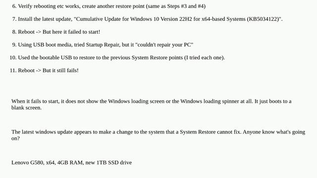 Cannot boot Windows 10 after 22H2 update смотреть онлайн