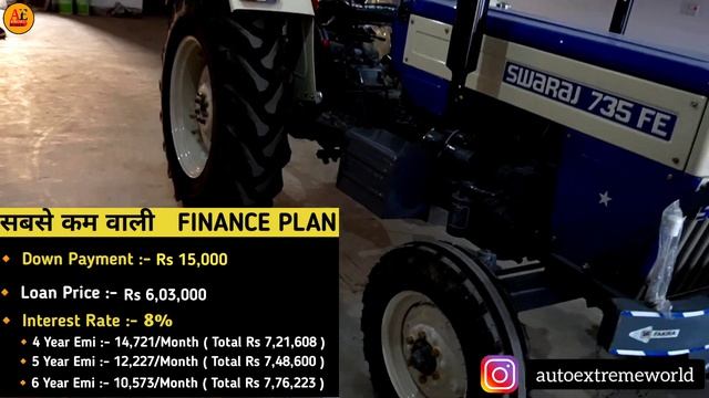 मात्र 15 हजार देकर घर ले आए 2022 New Model Swaraj 735 FE 40Hp Tractor Loan Emi Finance On Road Pric смотреть онлайн
