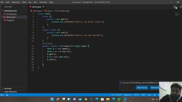 Nested Class in java | Inner Class in java | Java Placement Course With Data Structure and algorith смотреть онлайн