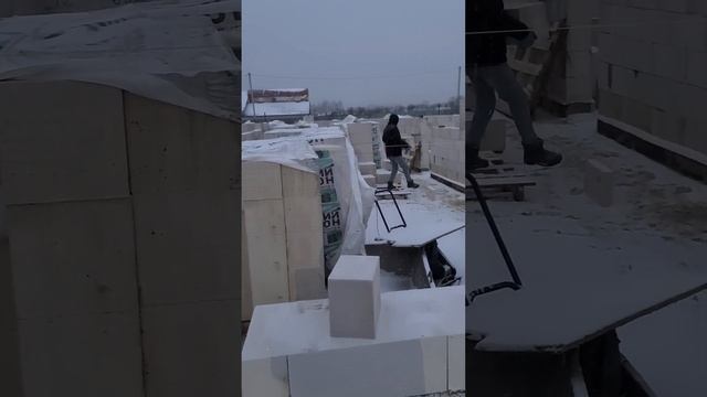 Кладка блока зимой