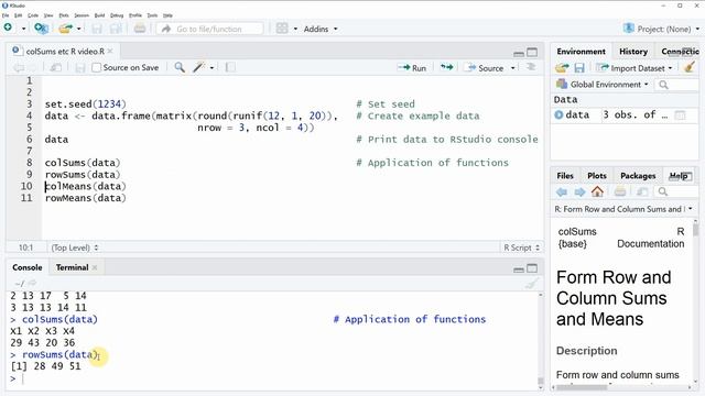 Sums & Means of Columns & Rows in R (Example) | colSums, rowSums, colMeans, rowMeans смотреть онлайн