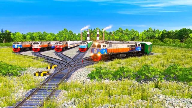 14 COLORFUL TRAINS FLYING CROSSING ON TOP OF THE OTHER TRAINS-CRAZY FLYING TRAIN #88 Train Simulato смотреть онлайн