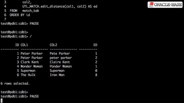 UTL_MATCH : String Matching in Oracle смотреть онлайн